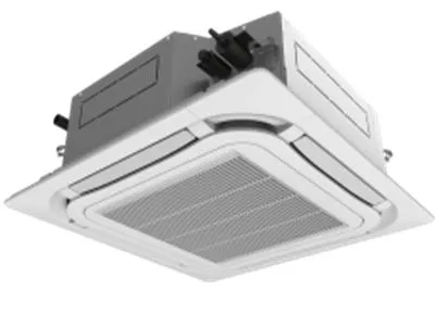 4-way ceiling cassette fan coil unit FCU installed in villa — FCU servicing Qatar